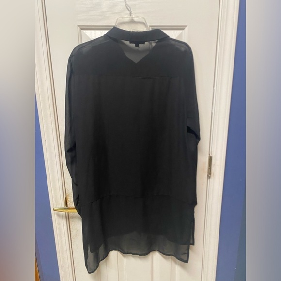 Signature Studio Button Down Long Sleeve Sheer High Low Top XL - Picture 5 of 10